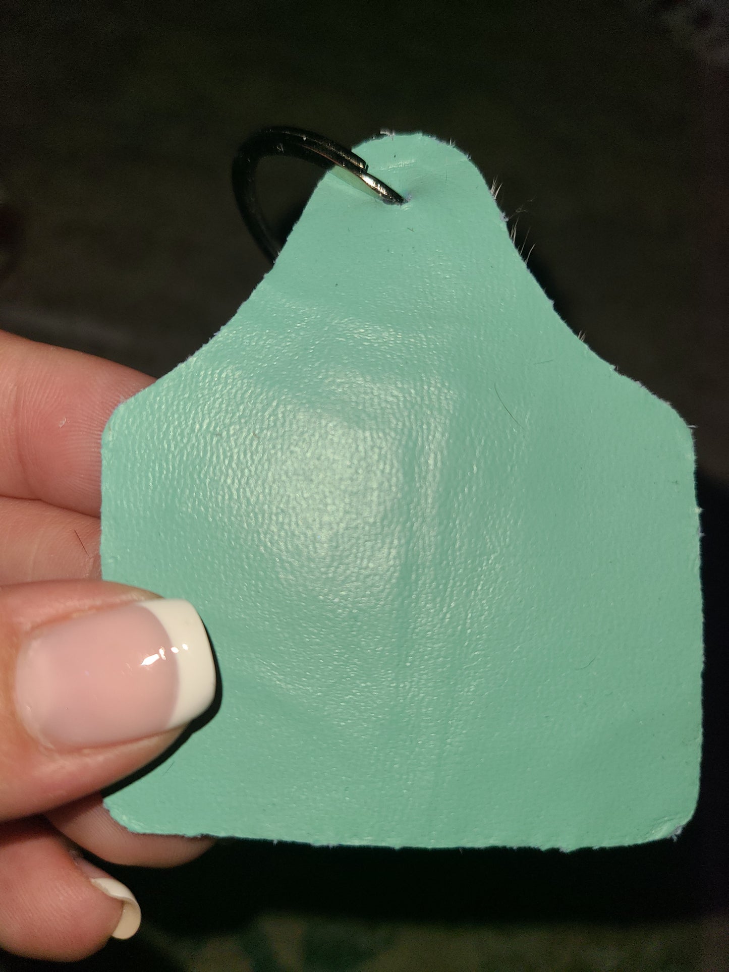 Cowhide Ear tag Keychains