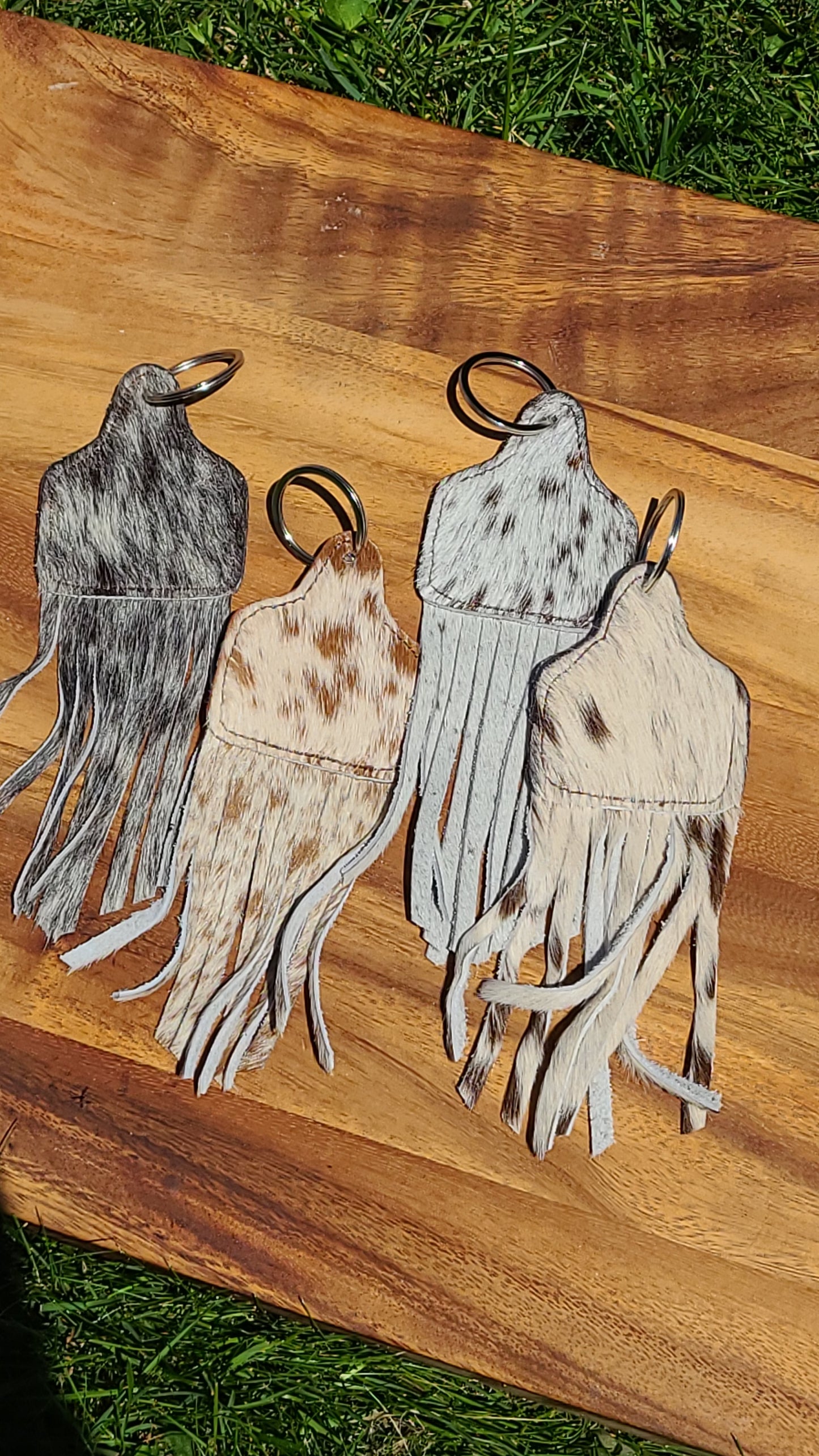 Cowhide Fringe Keychains