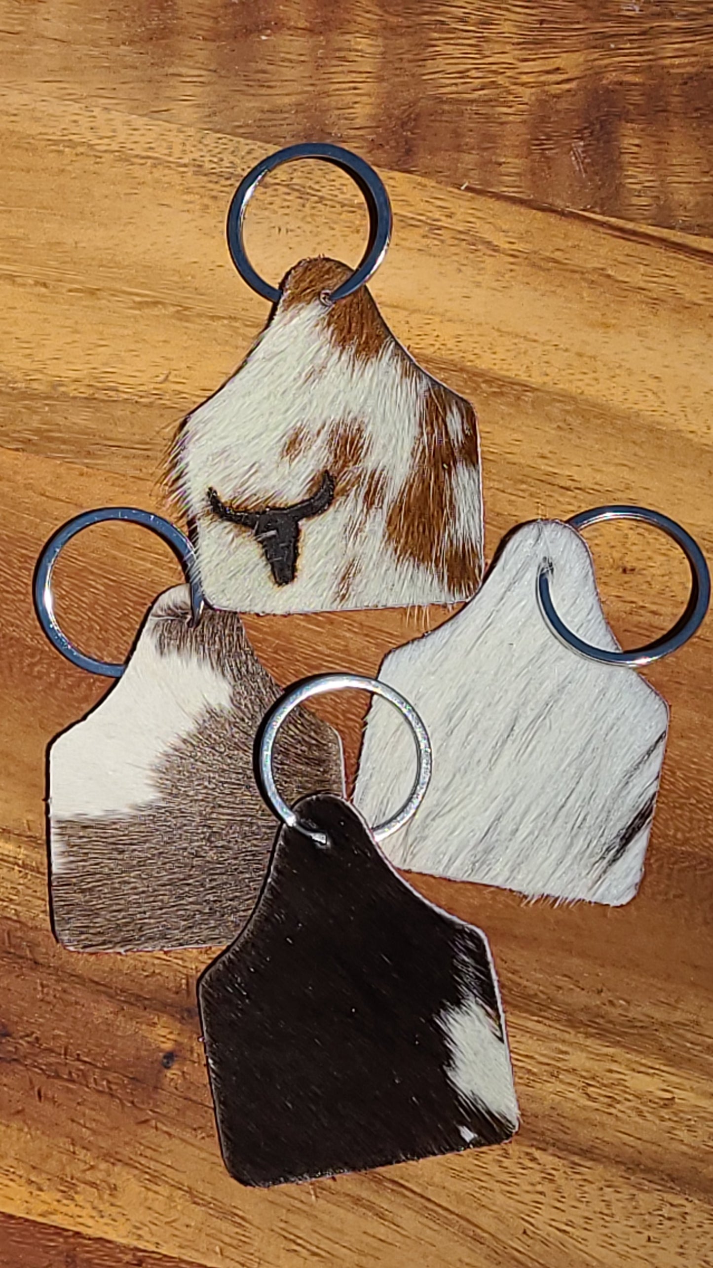 Cowhide Ear tag Keychains